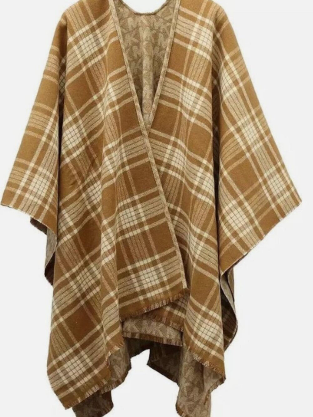 MK Plaid Reversible Ruana Logo One Size - Picture 4 of 6